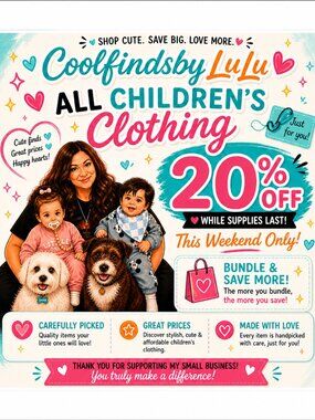 Flyer Weekend Sale on all Children's Clothing 20% off